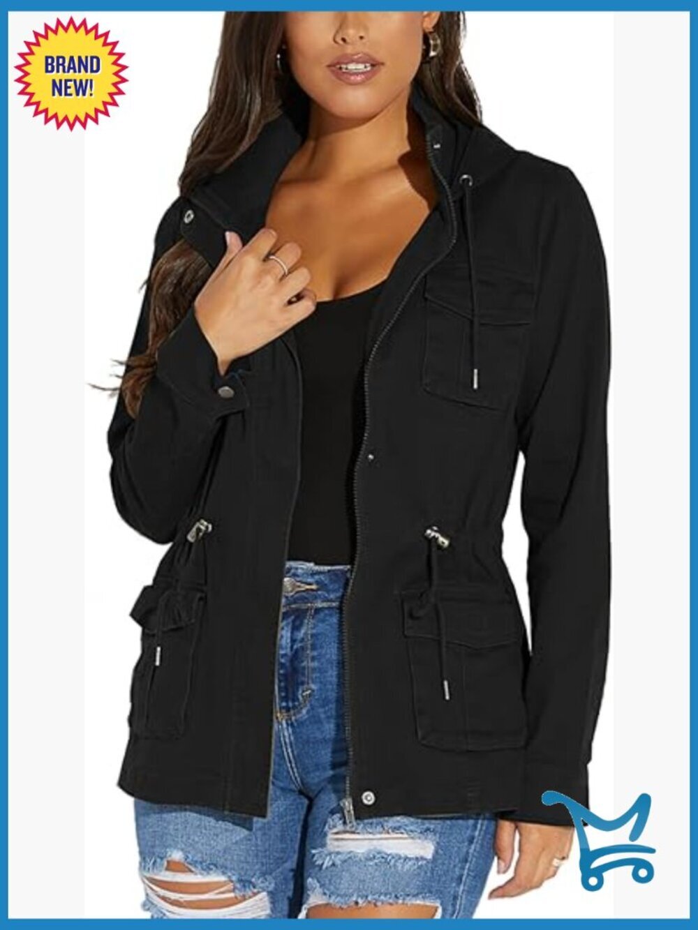 Long Sleeve Zip Bomber Jacket with Pockets Casual Lightweight